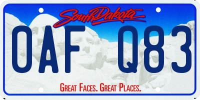 SD license plate 0AFQ83