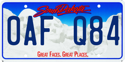 SD license plate 0AFQ84