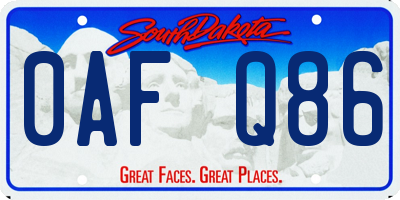 SD license plate 0AFQ86