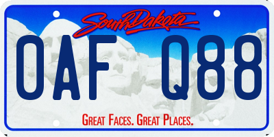 SD license plate 0AFQ88