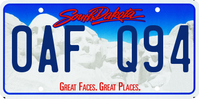 SD license plate 0AFQ94