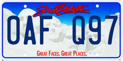 SD license plate 0AFQ97