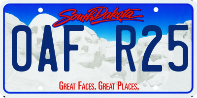 SD license plate 0AFR25