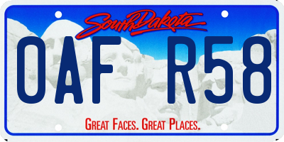 SD license plate 0AFR58