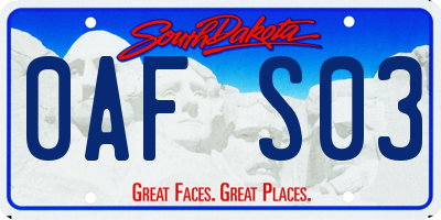 SD license plate 0AFS03