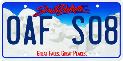 SD license plate 0AFS08