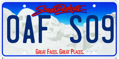 SD license plate 0AFS09