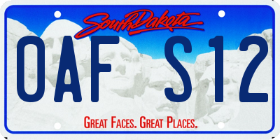 SD license plate 0AFS12