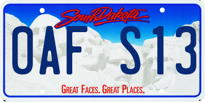 SD license plate 0AFS13