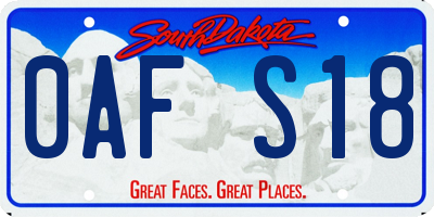 SD license plate 0AFS18