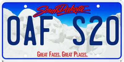 SD license plate 0AFS20