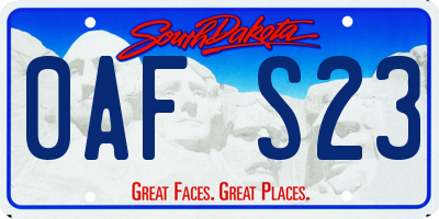 SD license plate 0AFS23