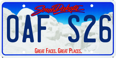 SD license plate 0AFS26