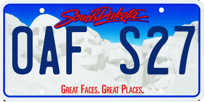 SD license plate 0AFS27