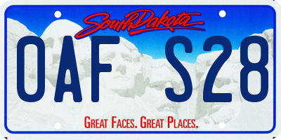 SD license plate 0AFS28