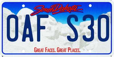 SD license plate 0AFS30