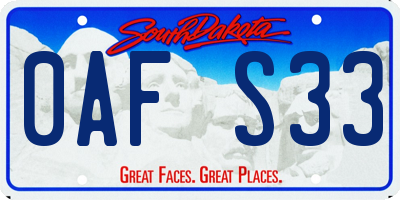 SD license plate 0AFS33