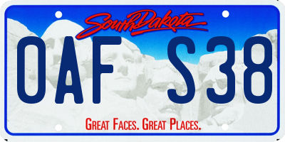 SD license plate 0AFS38