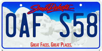 SD license plate 0AFS58