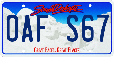 SD license plate 0AFS67