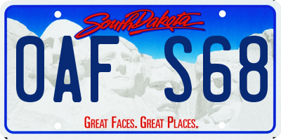 SD license plate 0AFS68