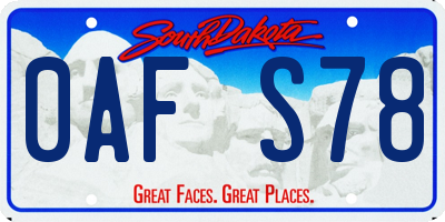 SD license plate 0AFS78