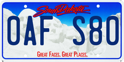 SD license plate 0AFS80