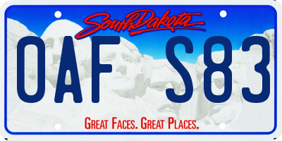 SD license plate 0AFS83