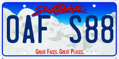 SD license plate 0AFS88