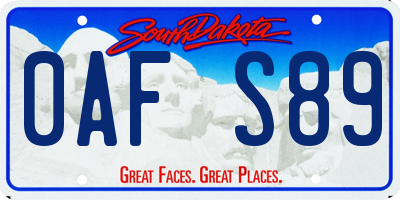 SD license plate 0AFS89