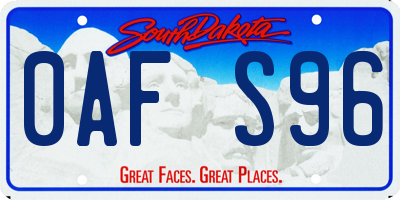 SD license plate 0AFS96