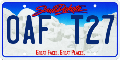 SD license plate 0AFT27