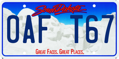 SD license plate 0AFT67