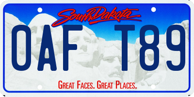 SD license plate 0AFT89