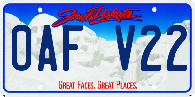 SD license plate 0AFV22