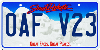 SD license plate 0AFV23