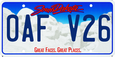 SD license plate 0AFV26