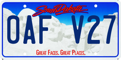 SD license plate 0AFV27