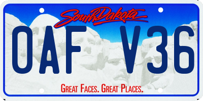 SD license plate 0AFV36