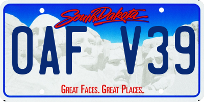 SD license plate 0AFV39