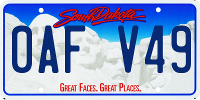 SD license plate 0AFV49