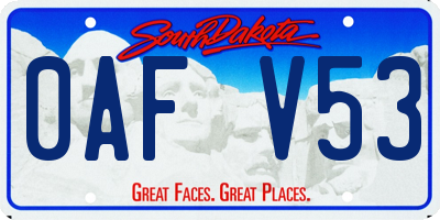 SD license plate 0AFV53