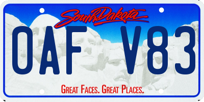 SD license plate 0AFV83