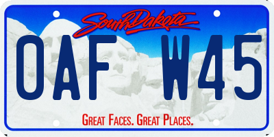 SD license plate 0AFW45