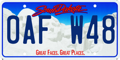 SD license plate 0AFW48