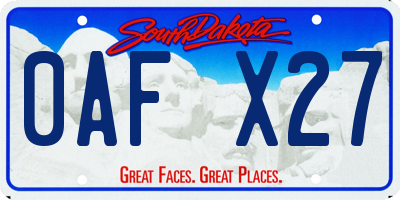 SD license plate 0AFX27