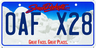 SD license plate 0AFX28