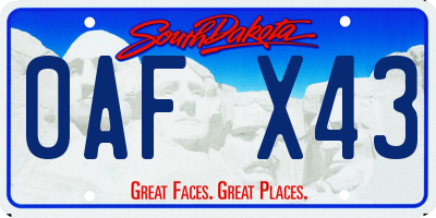 SD license plate 0AFX43