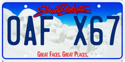 SD license plate 0AFX67