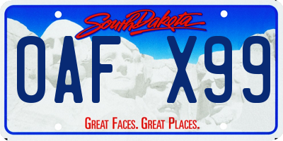 SD license plate 0AFX99